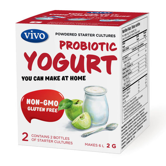 VIVO Probiotic Yogurt Starter Natural packaging front – 5 boxes, 10 bottles