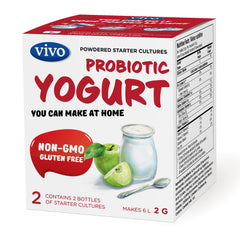 VIVO Probiotic Yogurt Starter Natural packaging front – 5 boxes, 10 bottles