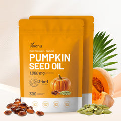 Front view of VivoNu Pumpkin Seed Oil with Saw Palmetto bottle
