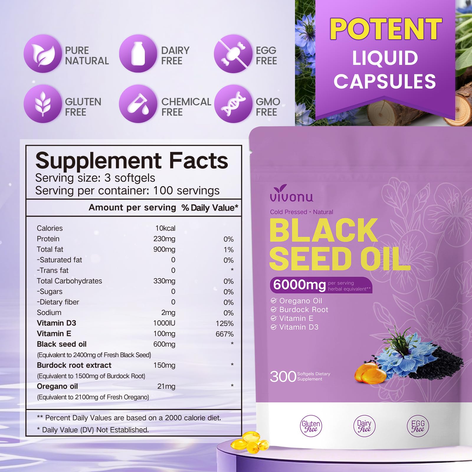 9-in-1 formula with oregano oil, burdock root, TQ and THQ