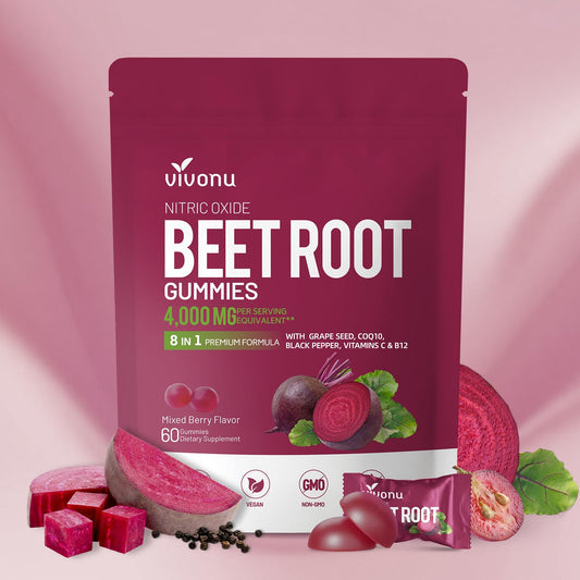 VivoNu Beet Root Gummies bottle on white background