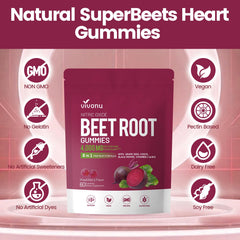 Beetroot gummy with CoQ10 and berry flavor theme