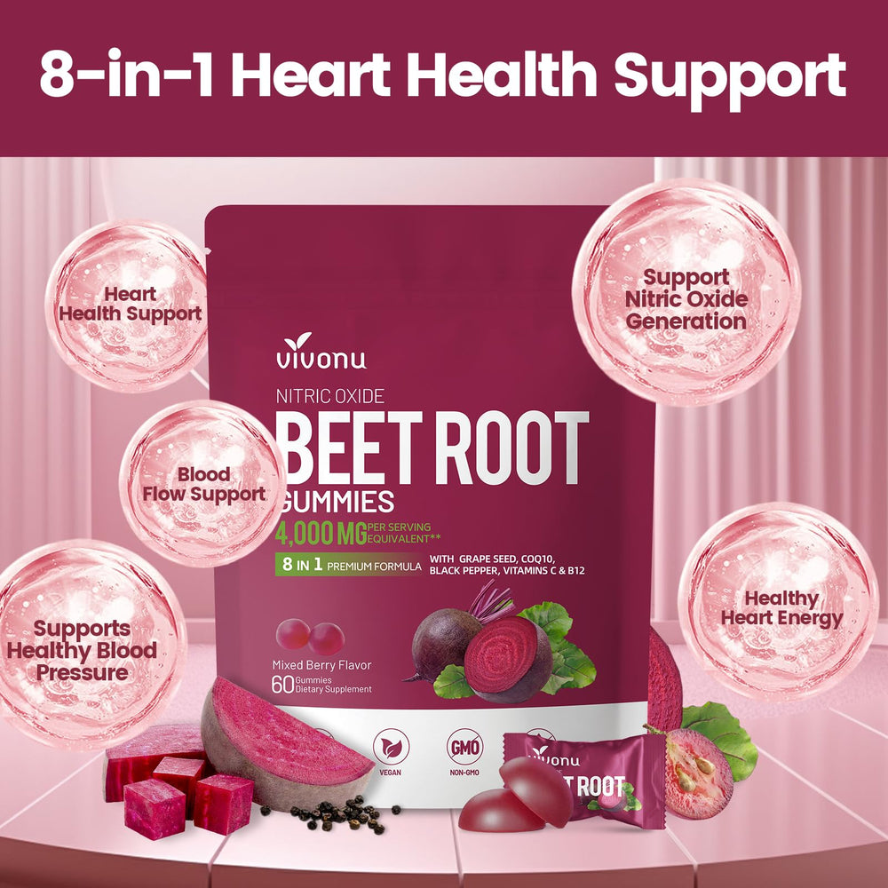 60-count pouch of VivoNu Beet Root Gummies
