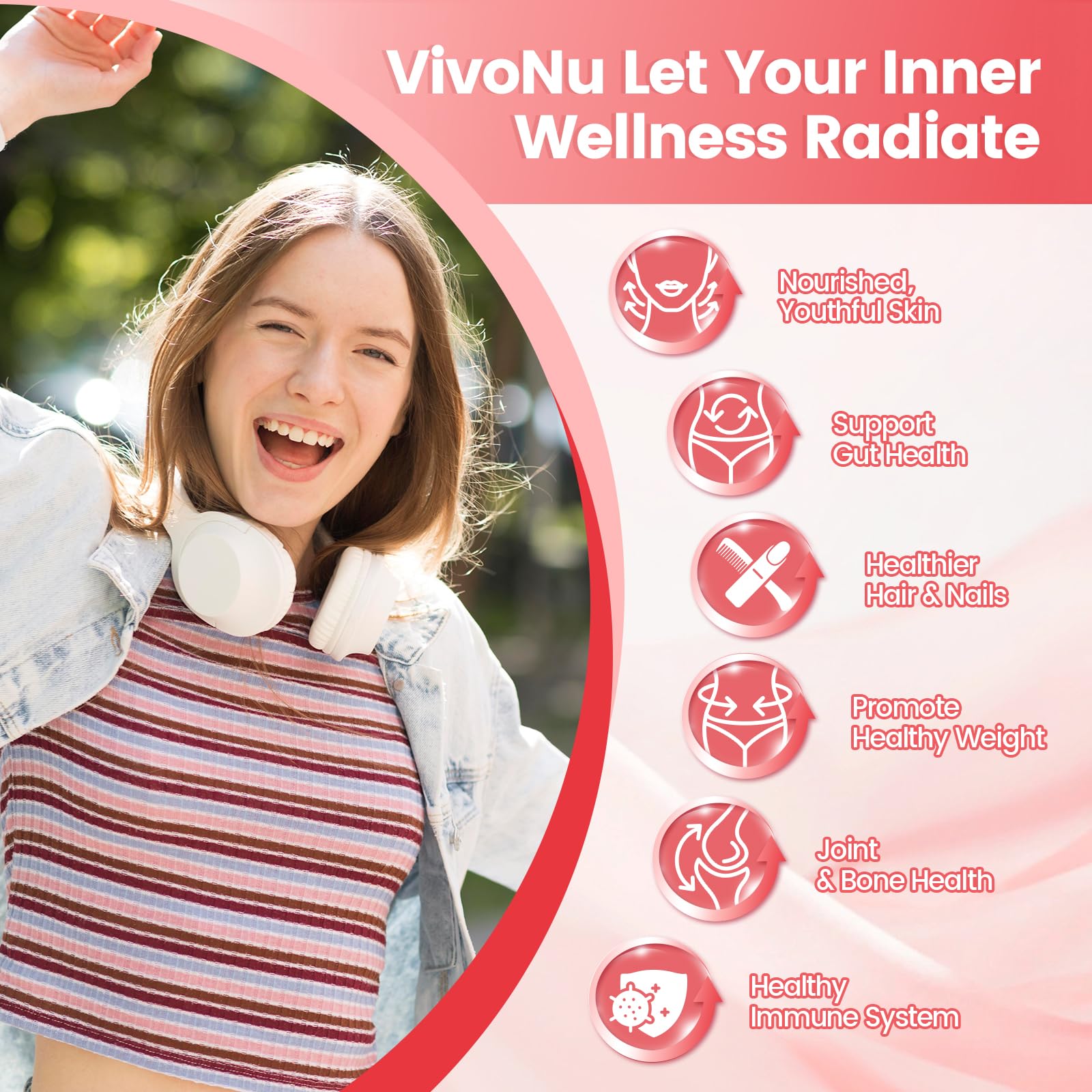 Back view of VivoNu gummies packaging showing nutrition information