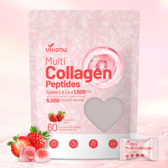 Front view of VivoNu Multi Collagen Gummies with strawberry flavor