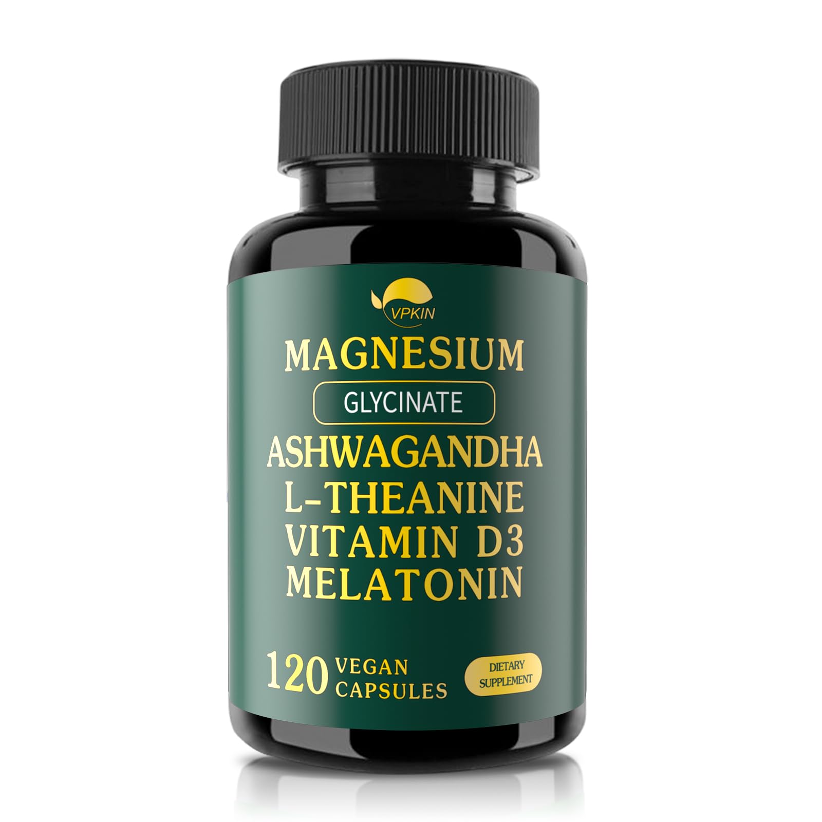 VPKIN Magnesium Ashwagandha 5-in-1 supplement bottle front