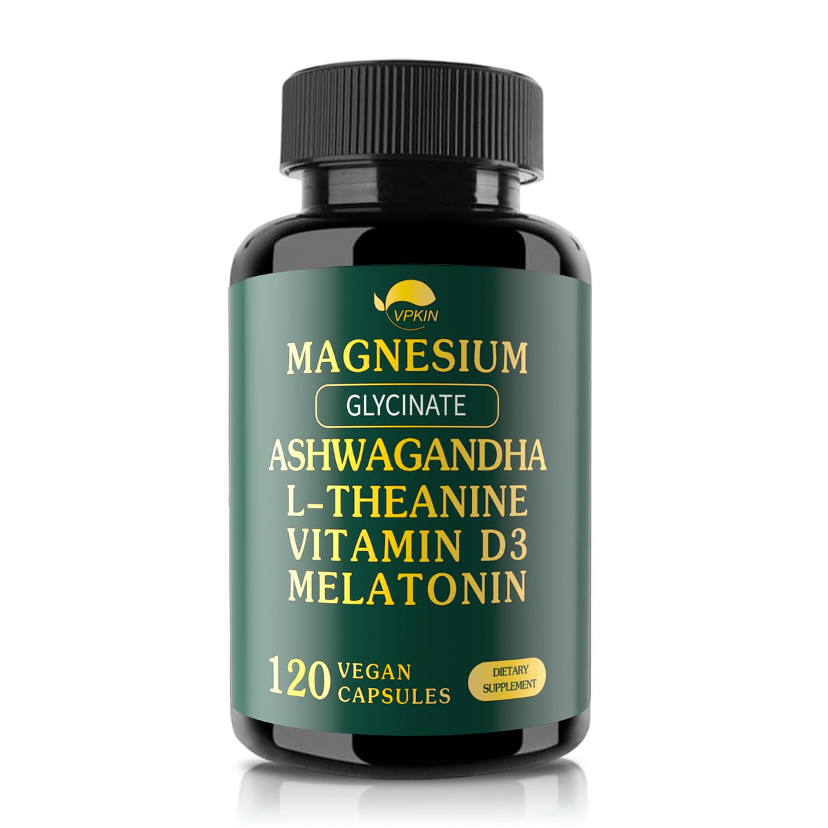 VPKIN Magnesium Ashwagandha 5-in-1 supplement bottle front