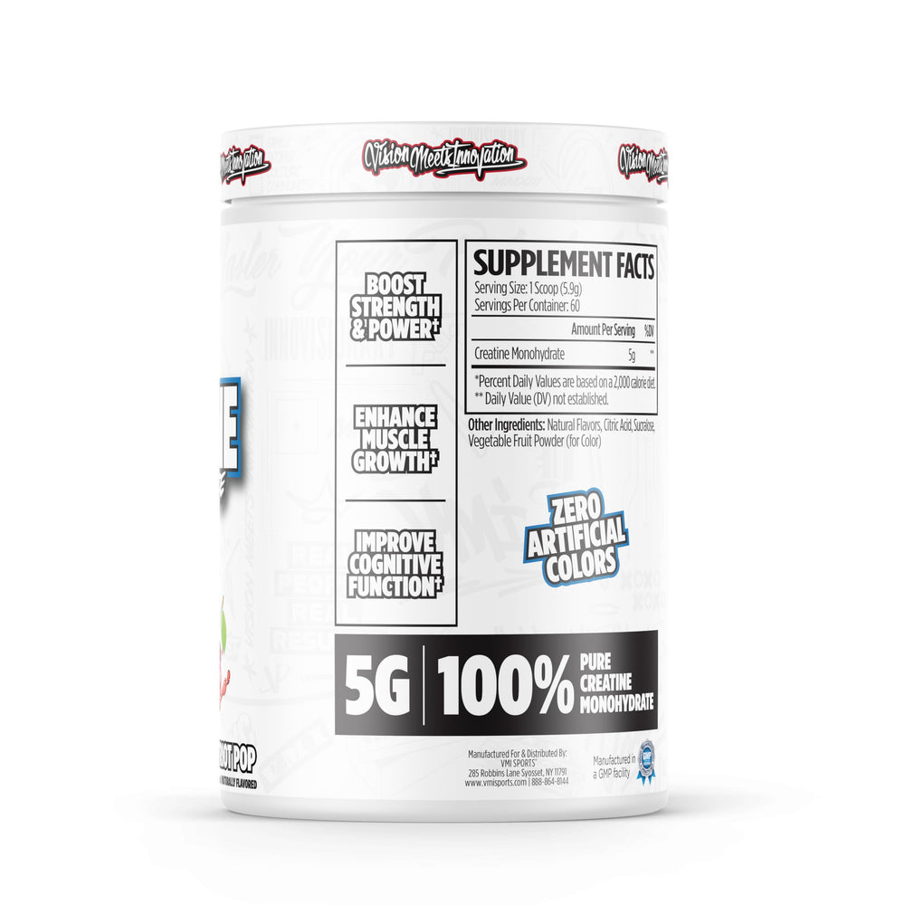 Patriot Pop flavored creatine monohydrate powder with scoop close-up