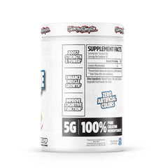 Patriot Pop flavored creatine monohydrate powder with scoop close-up