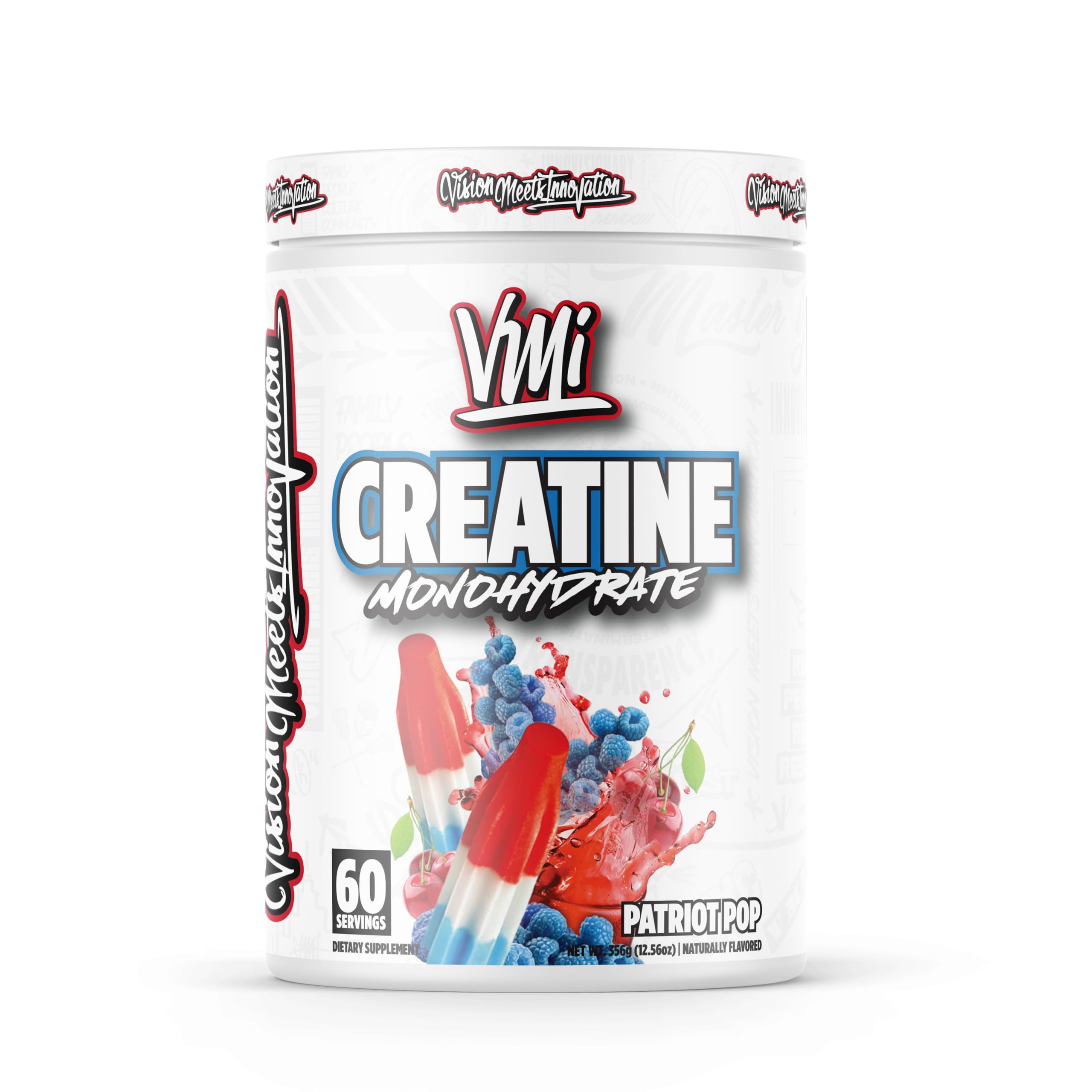 VMI Sports Creatine Monohydrate powder Patriot Pop 60-serving container