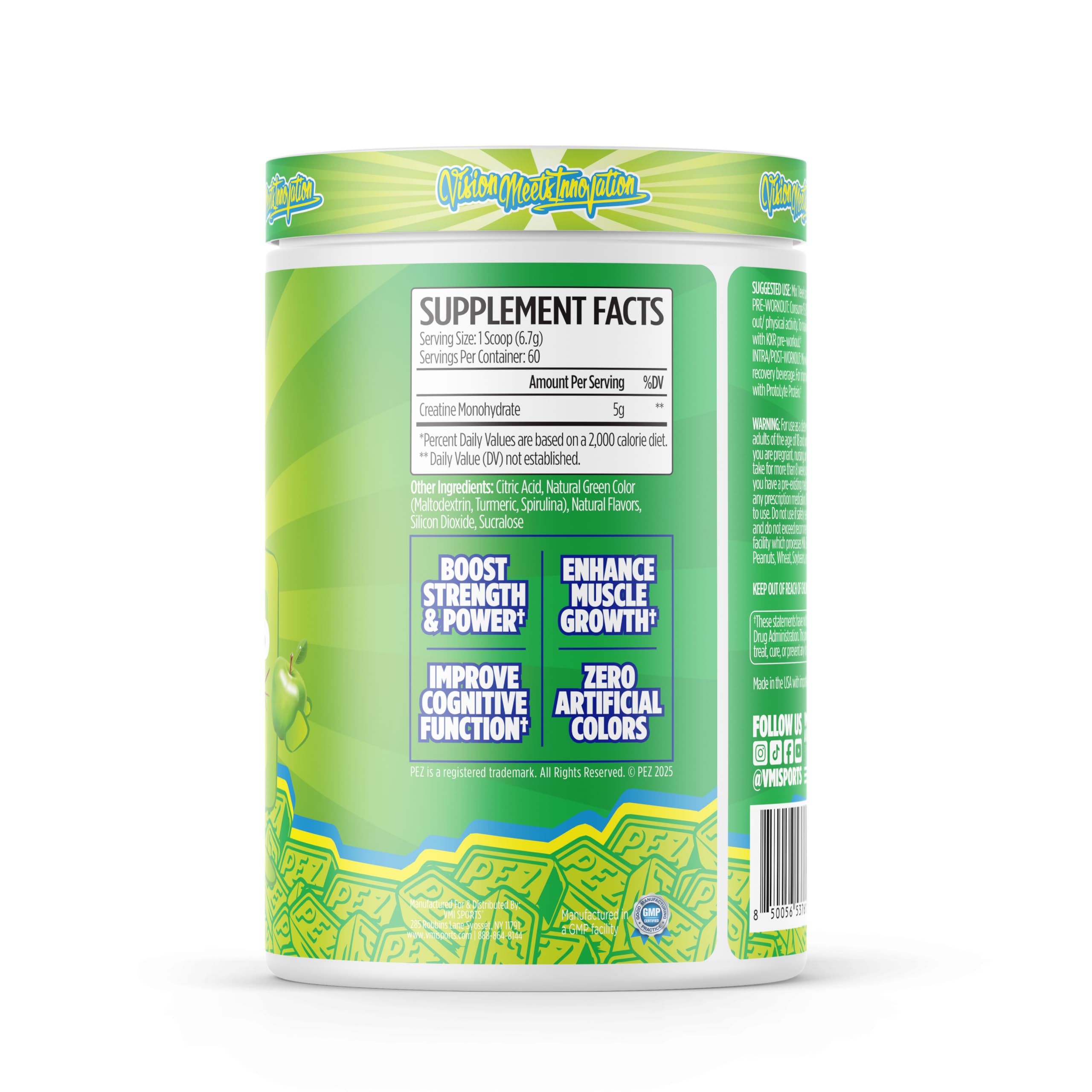 VMI Sports powder close-up texture highlighting pure creatine monohydrate