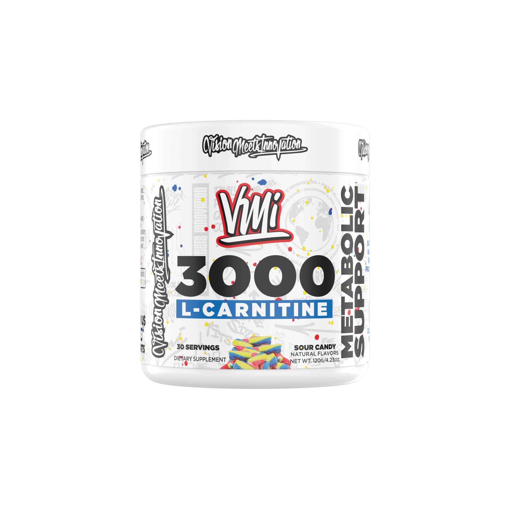 VMI Sports L-Carnitine 3000 Powder bottle label close-up