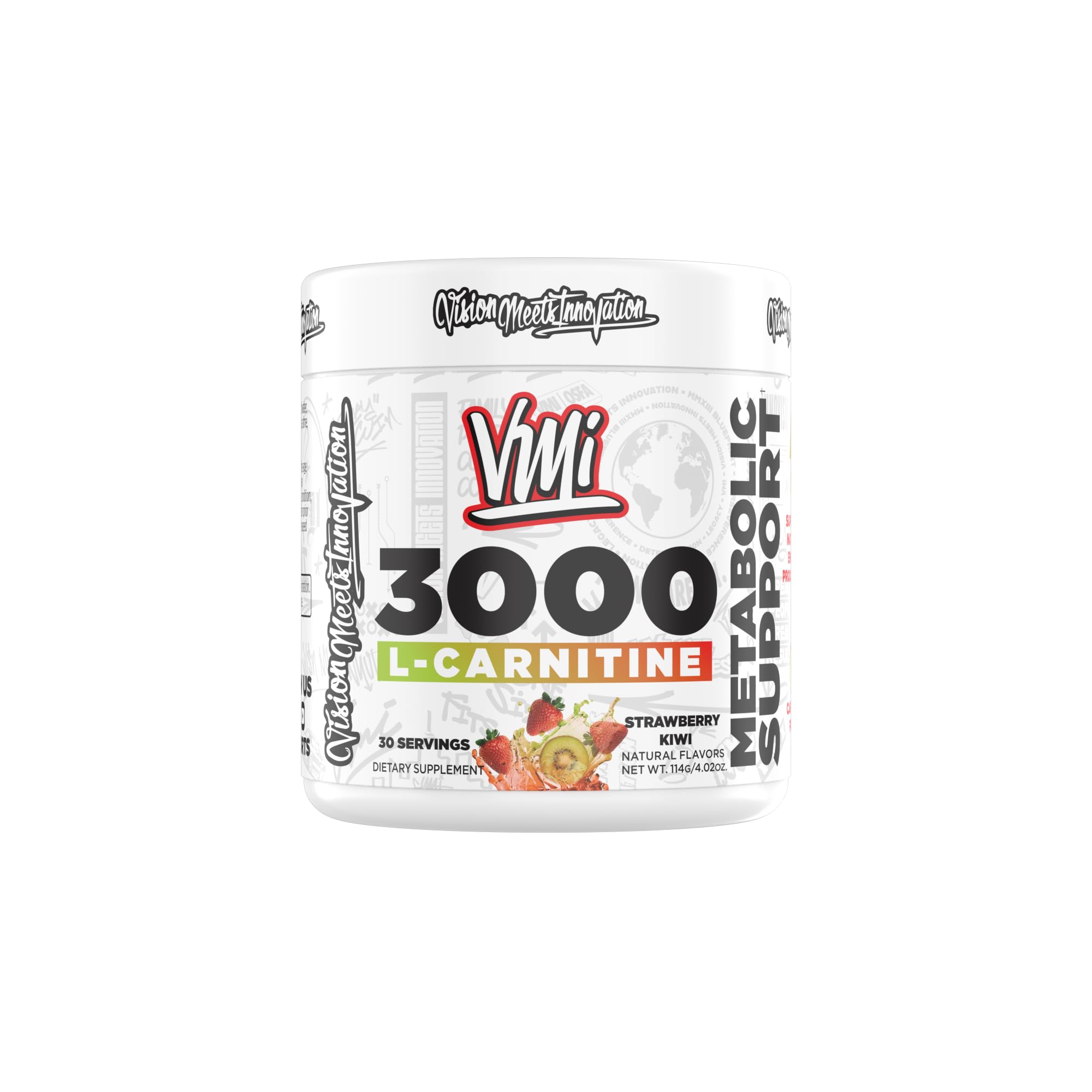 Front view of VMI Sports L-Carnitine 3000 Powder bottle