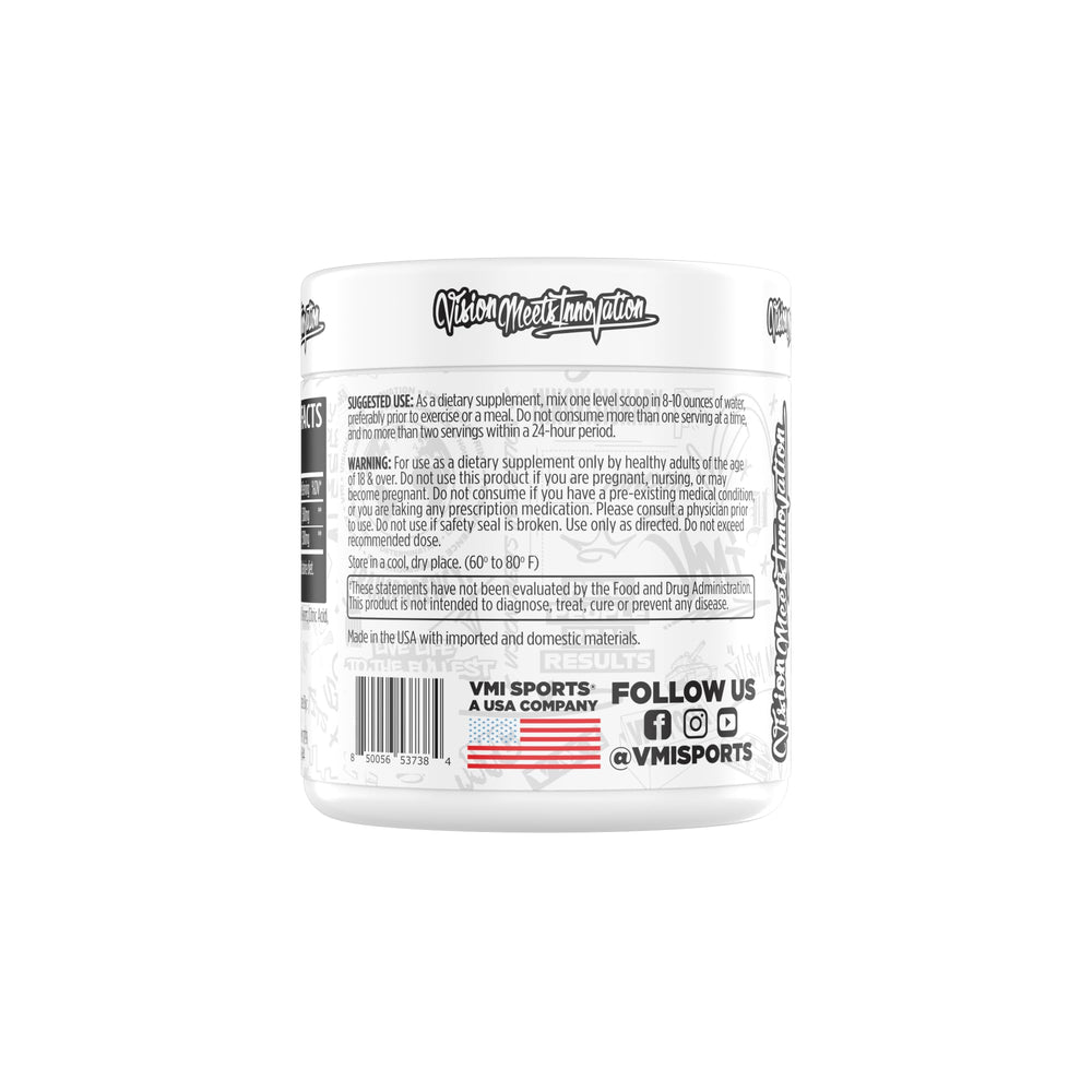 Nutrition facts panel for VMI Sports L-Carnitine 3000 Powder Patriot Pop