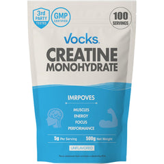 Front view of Vocks Creatine Monohydrate Powder 500g