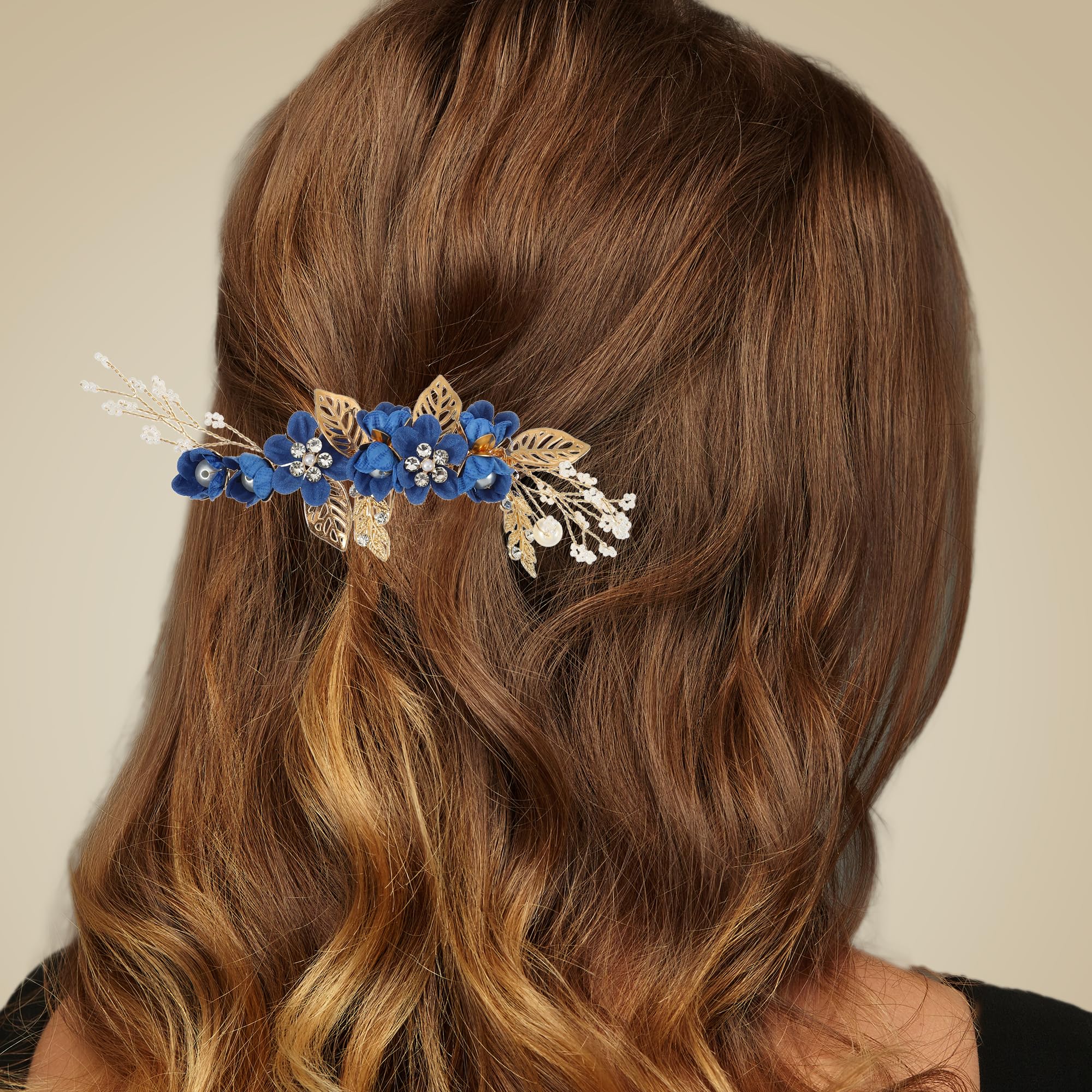 Deep blue rhinestone side comb by VOCOSTE for secure, stylish wedding styling