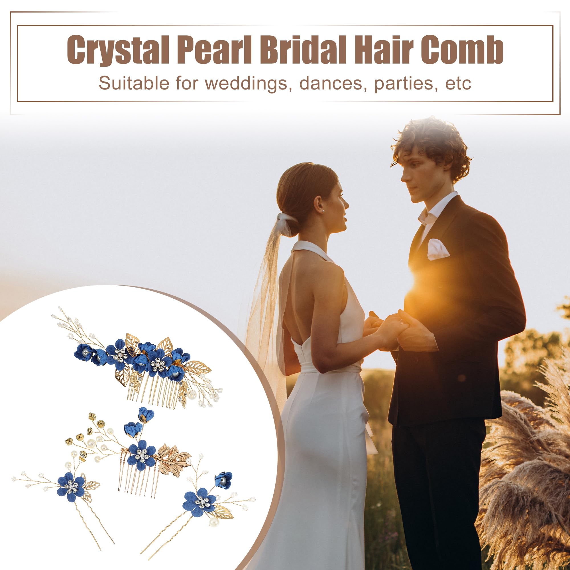 Metal bridal hair comb by VOCOSTE with durable, secure base for long-lasting wear