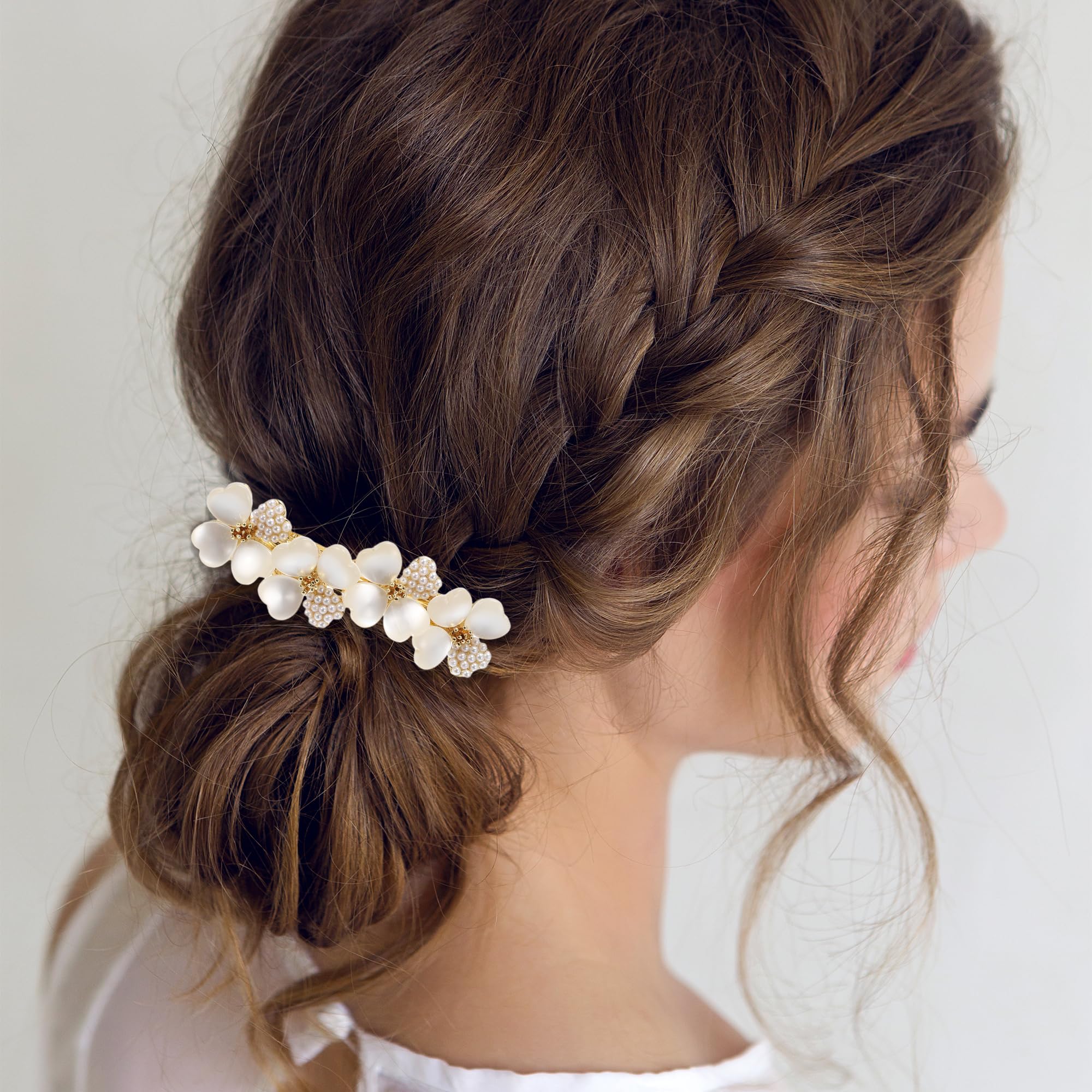 VOCOSTE vintage rhinestone hair barrette flower-front shines for elegant updos and special occasions.