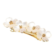 VOCOSTE vintage rhinestone hair barrette with flower side view, adds subtle sparkle for daily wear.