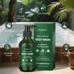 VOERUY post-workout full-body freshness scene for head-to-toe cleansing.