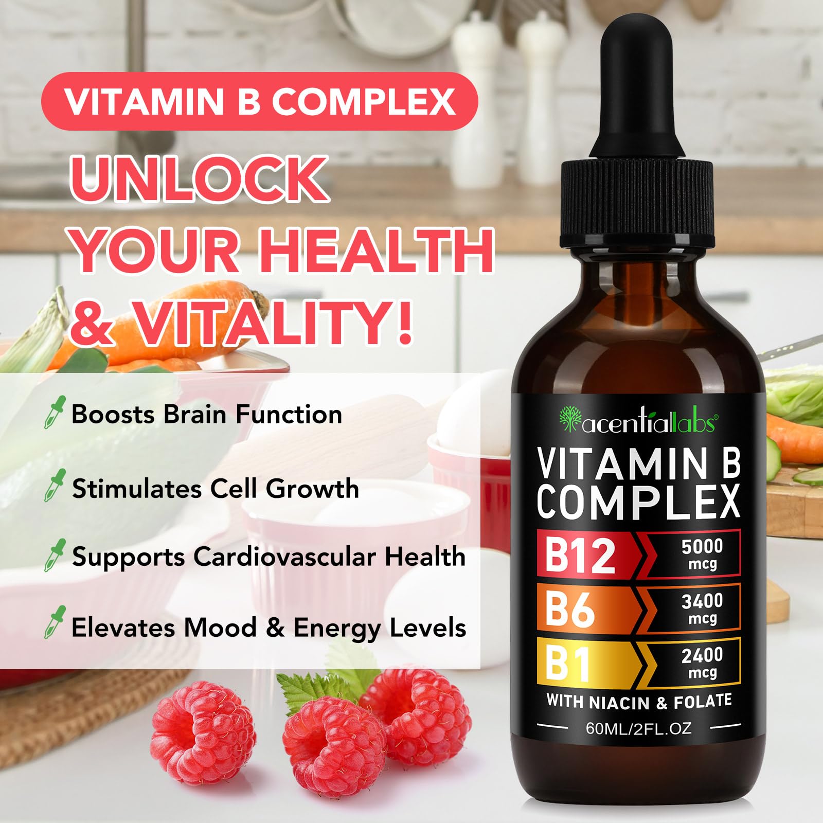 Close-up of bottle label showing B12 methylcobalamin and B vitamin blend