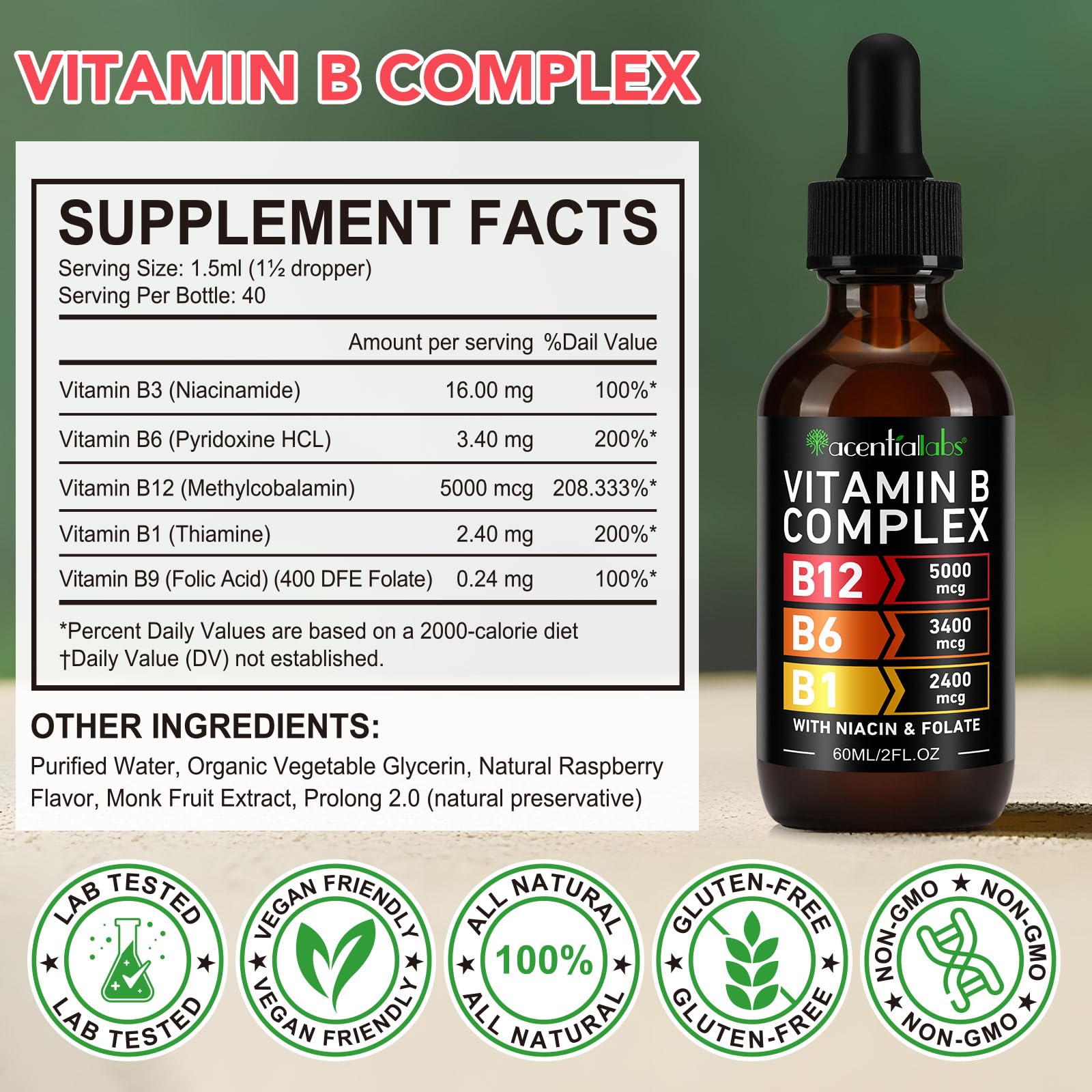 Ingredient list and bottle close-up