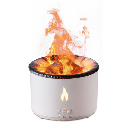 Volcano Flame Humidifier with 300ml capacity on a nightstand