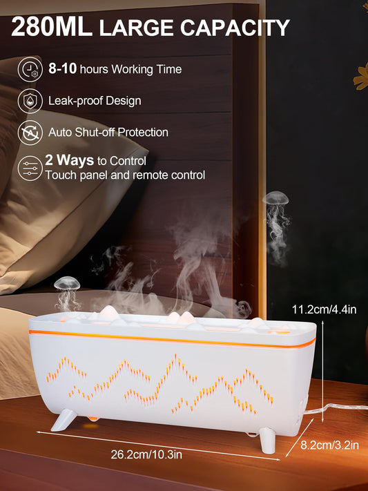 Volcano-pattern jellyfish diffuser with flame-like central mist