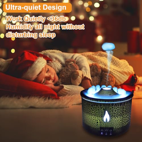 Volcano humidifier shown on an office desk setup