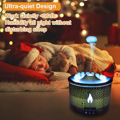 Volcano humidifier shown on an office desk setup