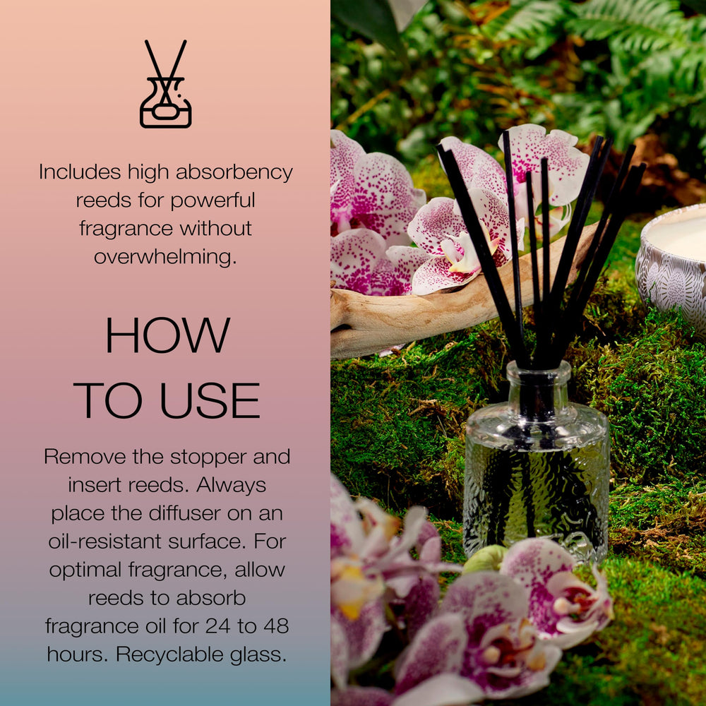 Embellished embossed glass diffuser from Voluspa Mokara collection