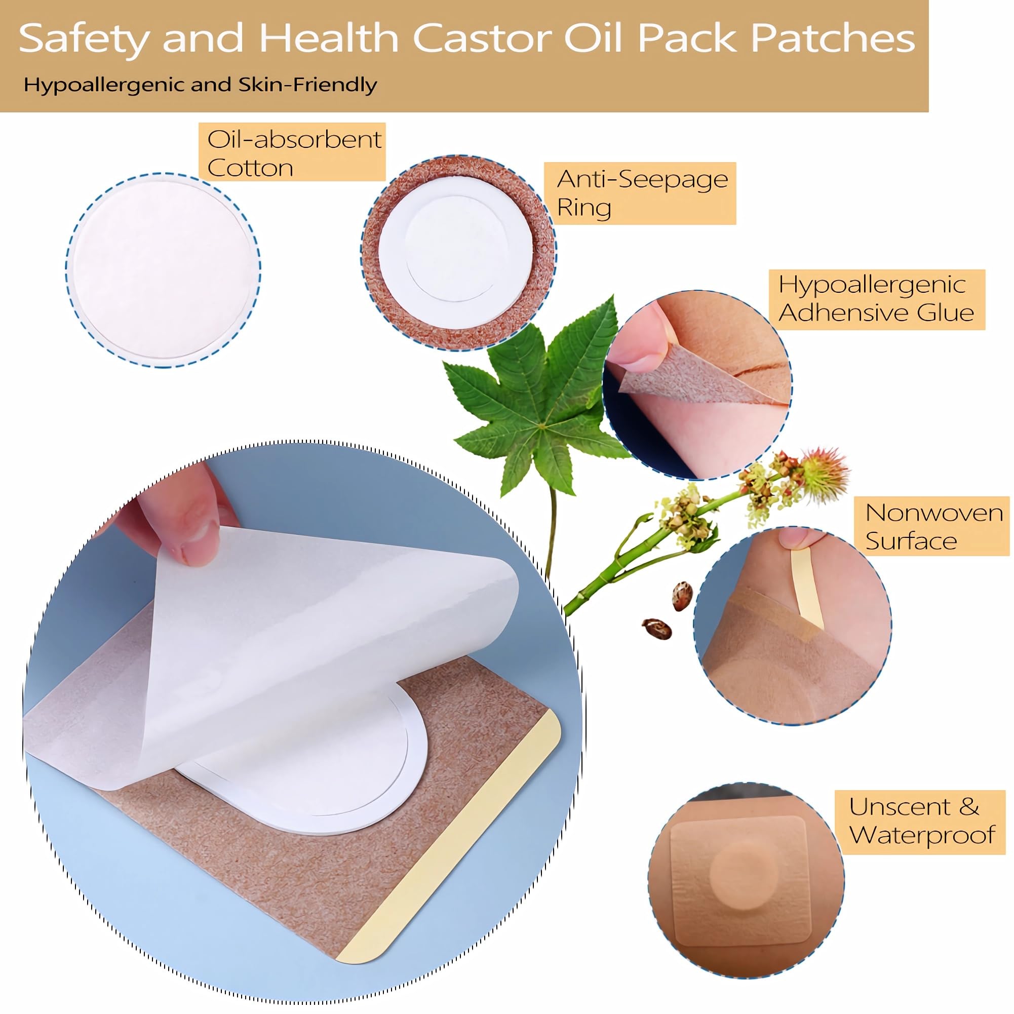 Organic hypoallergenic castor oil patch