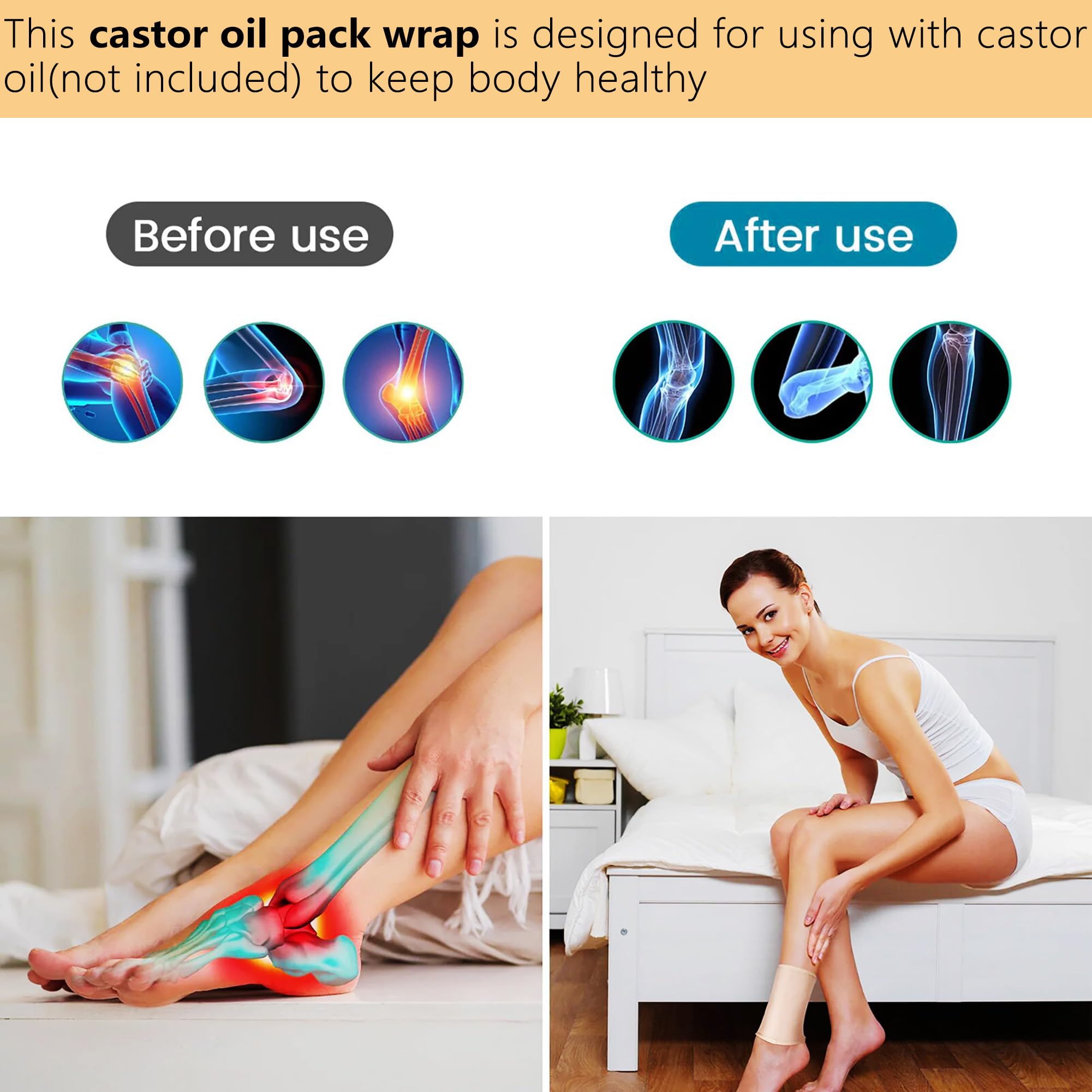 Waterproof exterior of the castor oil pack wrap preventing leaks