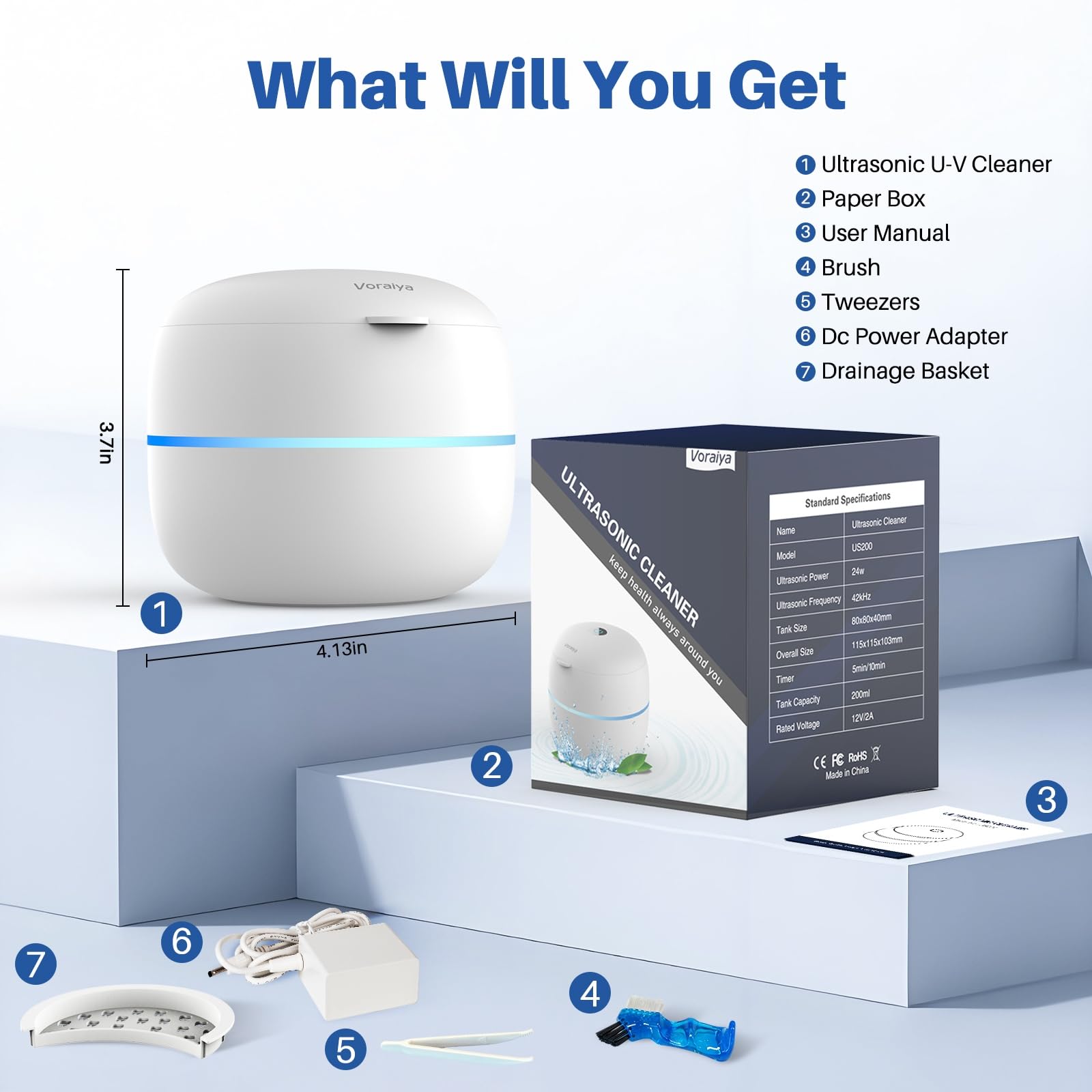 Portable, travel-ready cleaner suitable for dentures, jewelry, and more