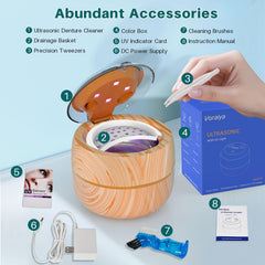Kit contents: cleaner, adapter, manual, tweezers, basket, brush