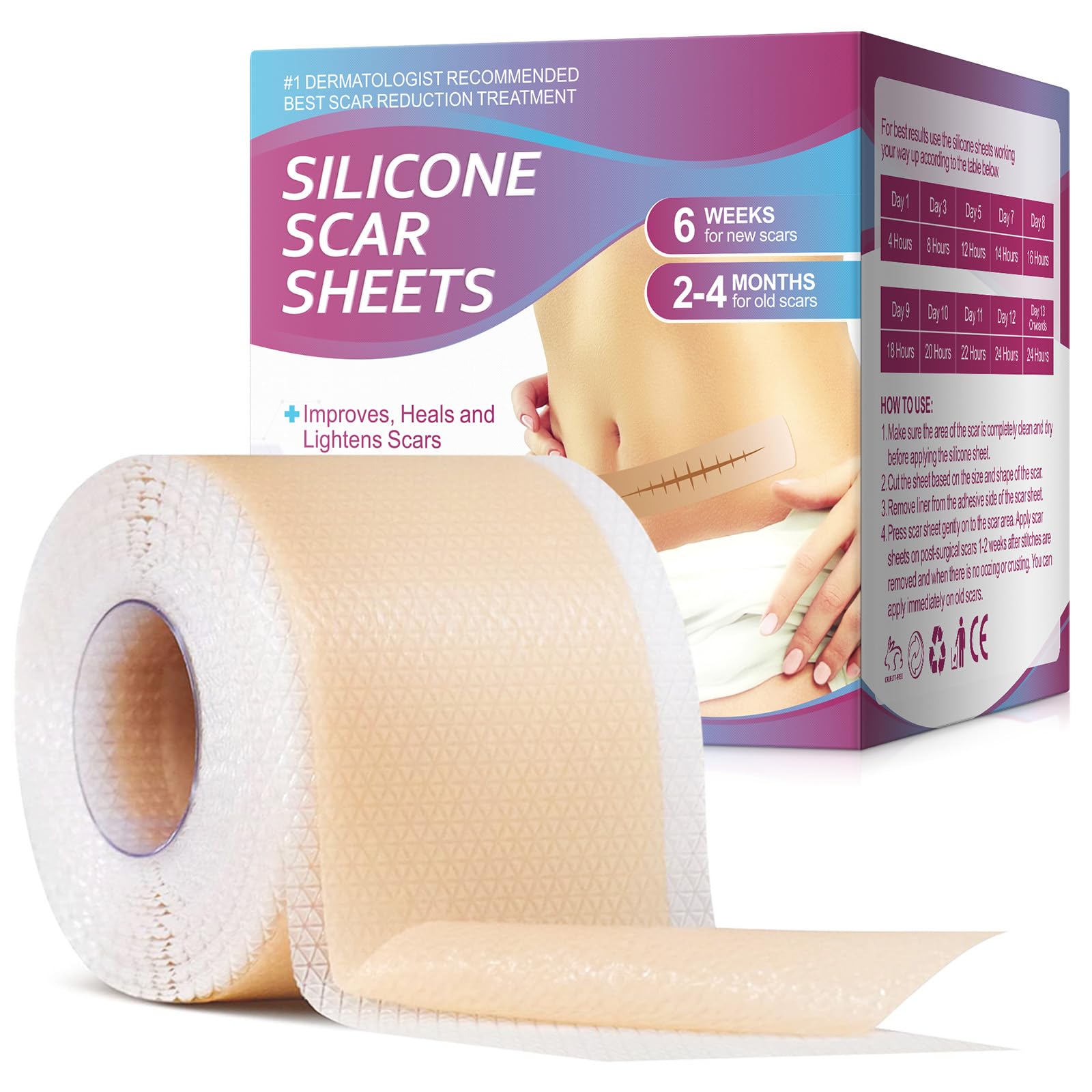 Vortexonix silicone scar sheets on skin provide comfortable wear for daily scar care.