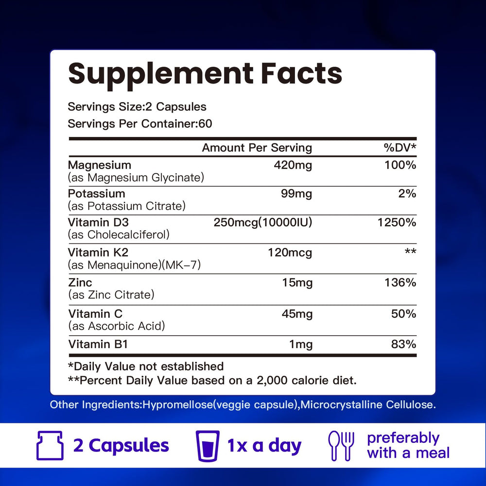 Daily serving illustration showing 2 capsules for VPKIN