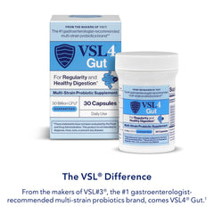 Packaging indicating no refrigeration required for VSL4 Gut