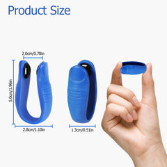 Hand clips in blue and teal colors being worn