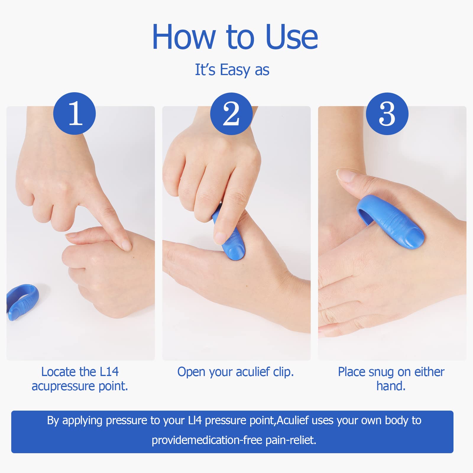 Close-up of magnetic clip on finger pressure point