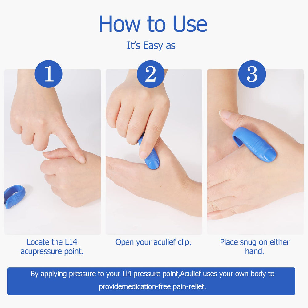 Close-up of magnetic clip on finger pressure point