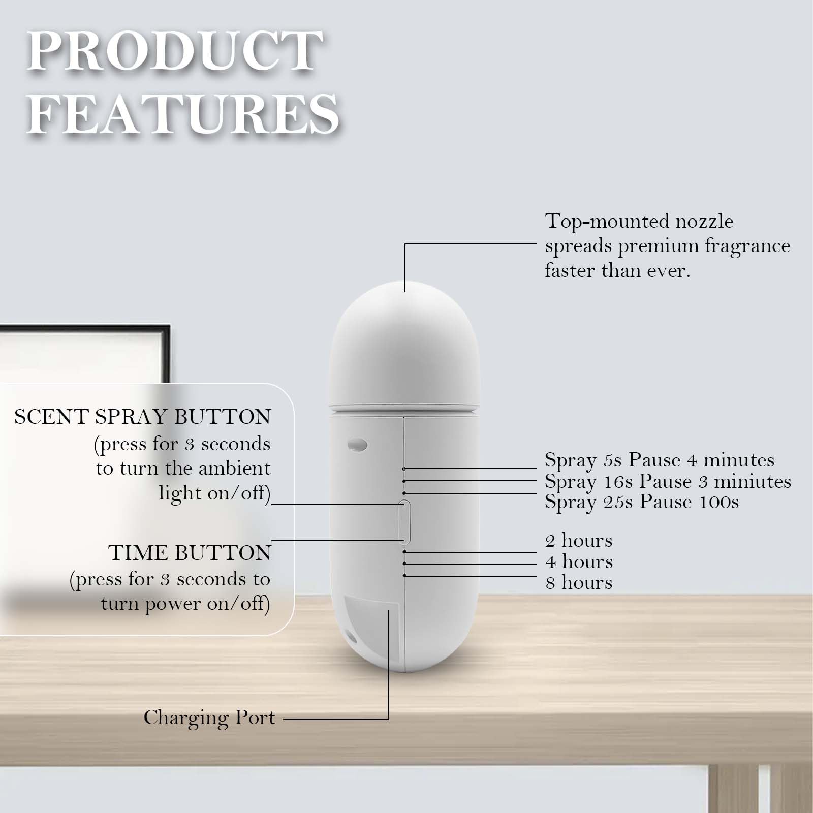 VT VERYSCENT TECH durable polypropylene build complements contemporary décor and long-lasting use.