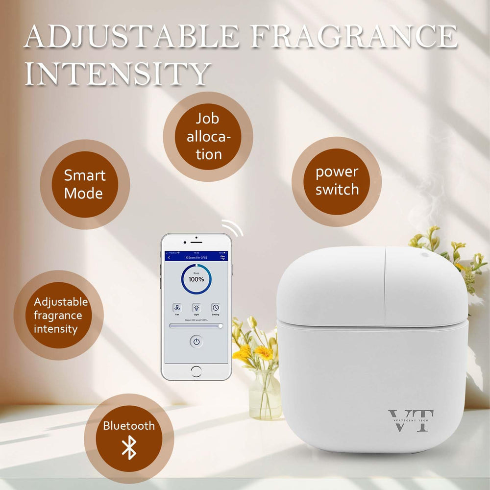 VT VERYSCENT TECH Bluetooth app control interface for precise scent schedules.
