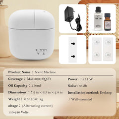 VT VERYSCENT TECH ultra-quiet diffuser operating at 38dB in a living room setting.