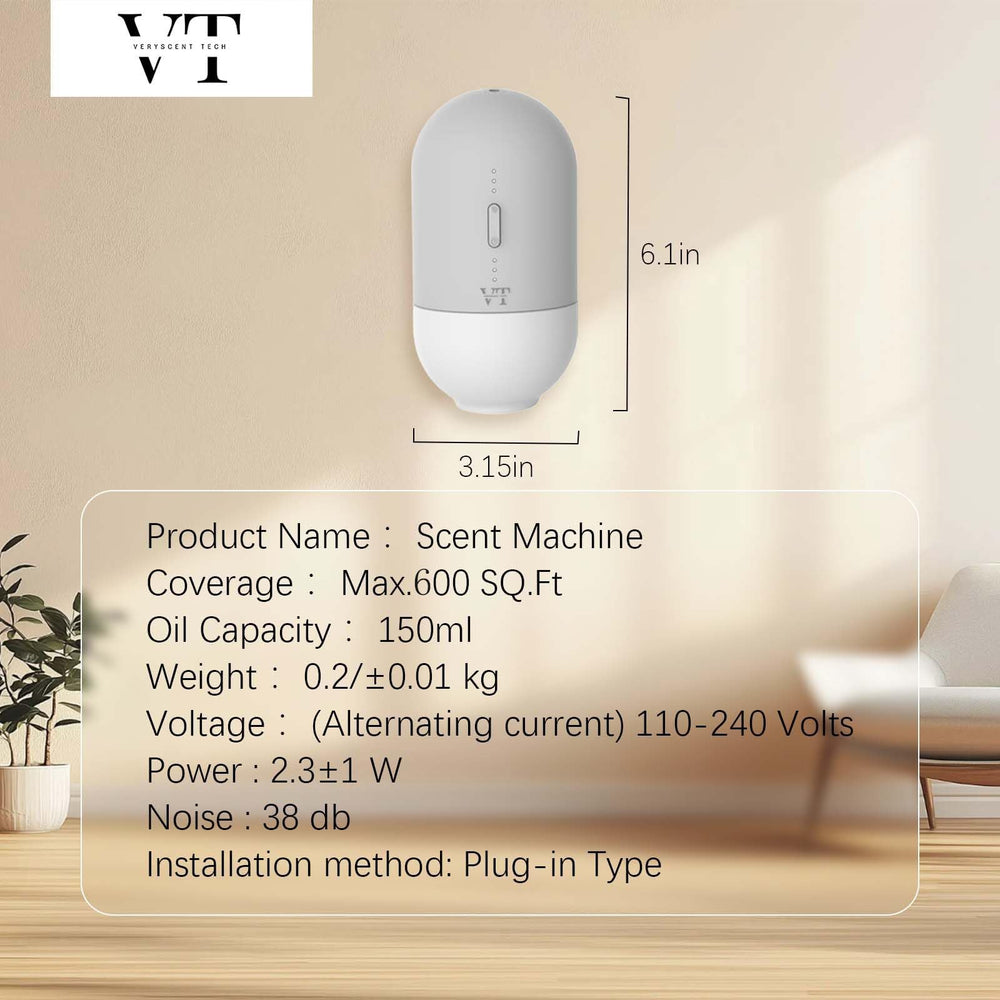 VT VERYSCENT TECH wall-mount kit included with diffuser creates space-saving setup.