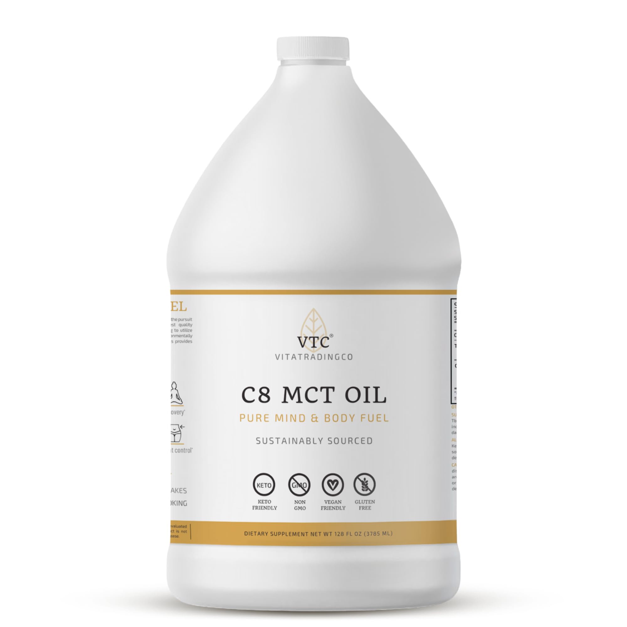 VTC VitaTradingCo Pure C8 MCT Oil bottle-front for quick energy during workouts