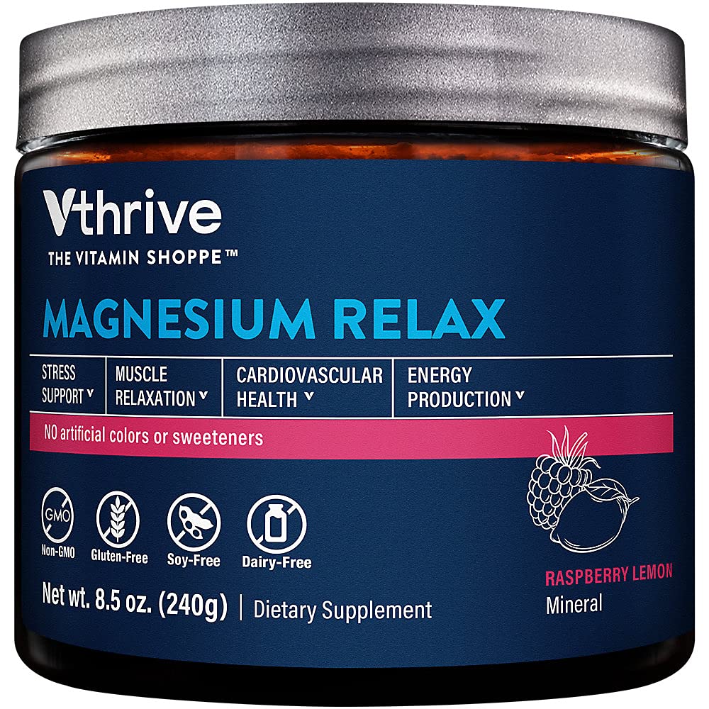 Vthrive Magnesium Relax Powder Raspberry Lemon container label