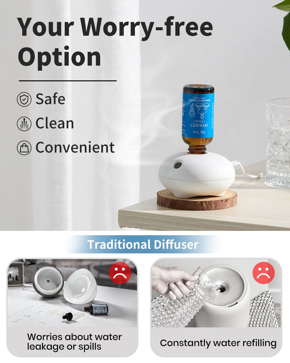 Compact diffuser design showing no water requirement