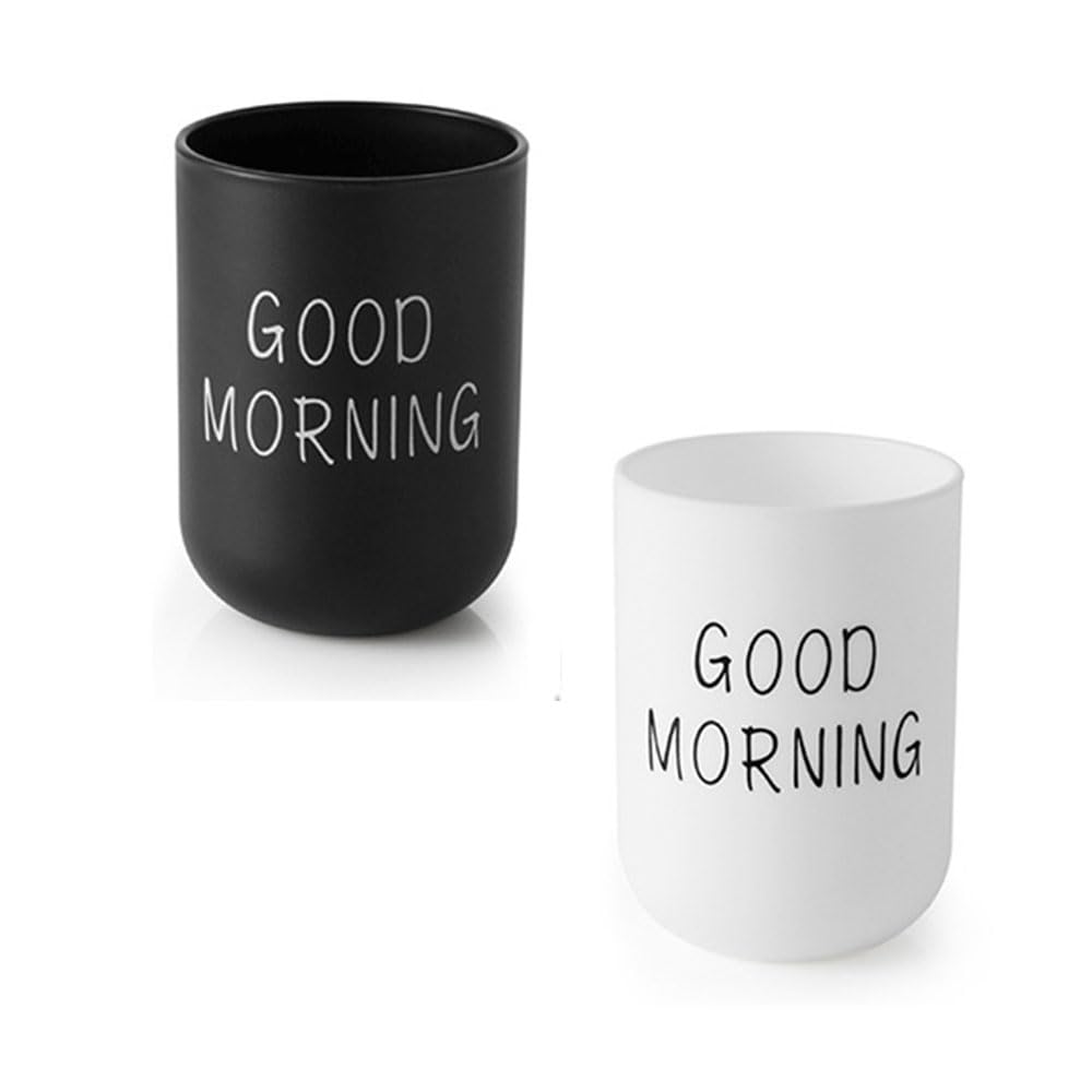 VUULDOO Minimalist Mouthwash Cup 300ml Black and White - front view