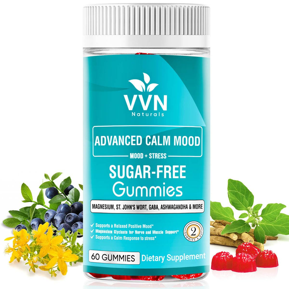 VVN Naturals Sugar Free 22-in-1 Calm Mood Gummies bottle label